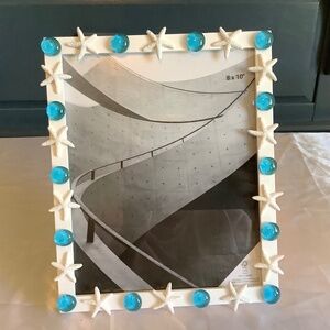 8x10 Star fish and sea blue glass picture frame